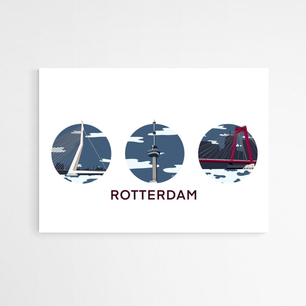 Poster | Rotterdam | Erasmusbrug | Euromast | Willemsbrug