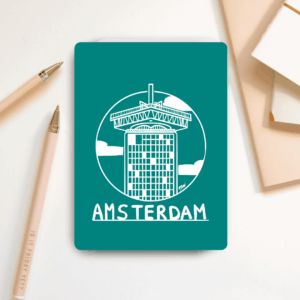 Afscheidscadeau collega 25 Ansichtkaart Amsterdam A'DAM Toren