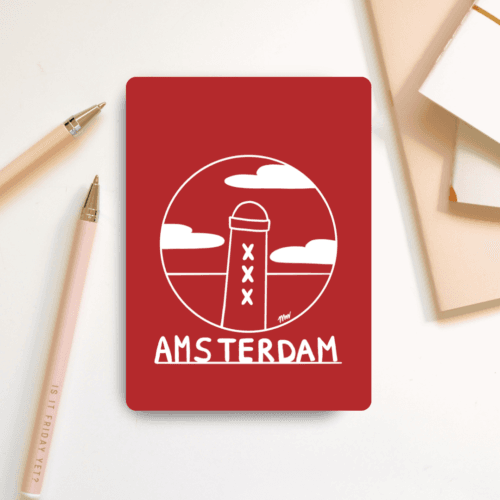 Wenskaart van een Amsterdammertje op een bureau