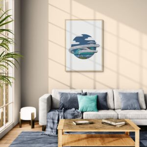 Fenix Museum Rotterdam art print aan de muur, blank houten lijst A3