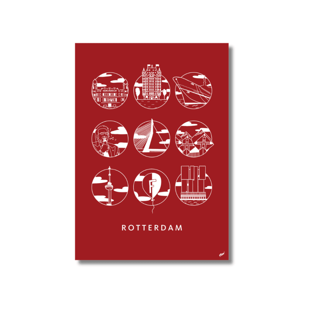 Urban Icons Poster Rotterdam Rood