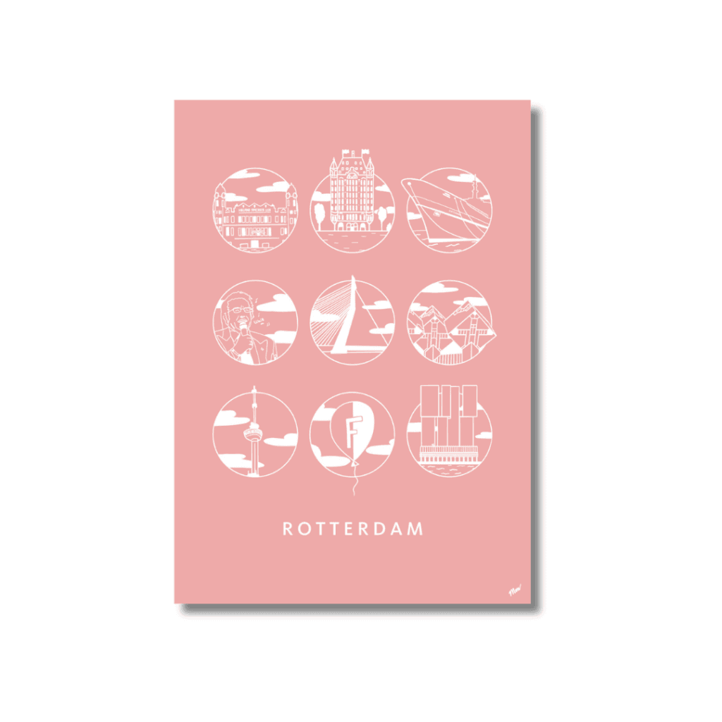 Urban Icons Poster Rotterdam Roze