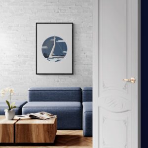 Afscheidscadeau collega 7 Afbeelding 2 Erasmusbrug art print aan de muur boven een bank — Art Studio Jet Rotterdam